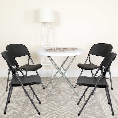 Flash Furniture 330 lb. Capacity Black Plastic Folding Chair, 4PK 4-DAD-YCD-50-GG